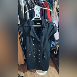 Calvin Klein Black Sleeveless Coat with Button Accents
